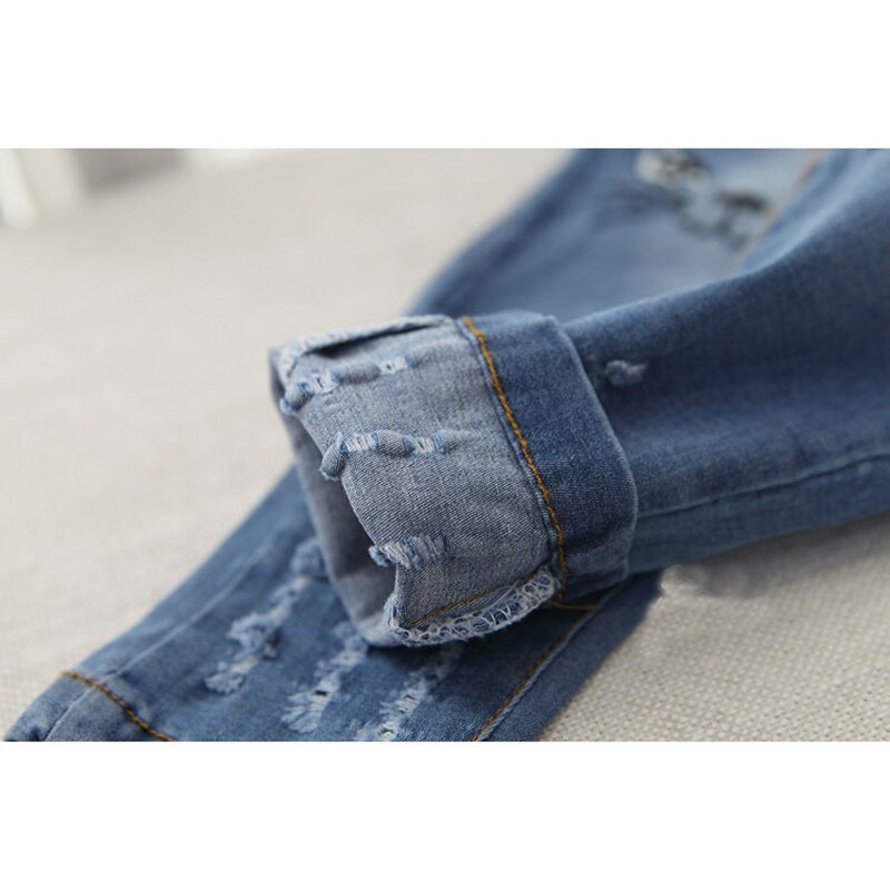 Girls' Cat Printed Jeans with Elastic Waist