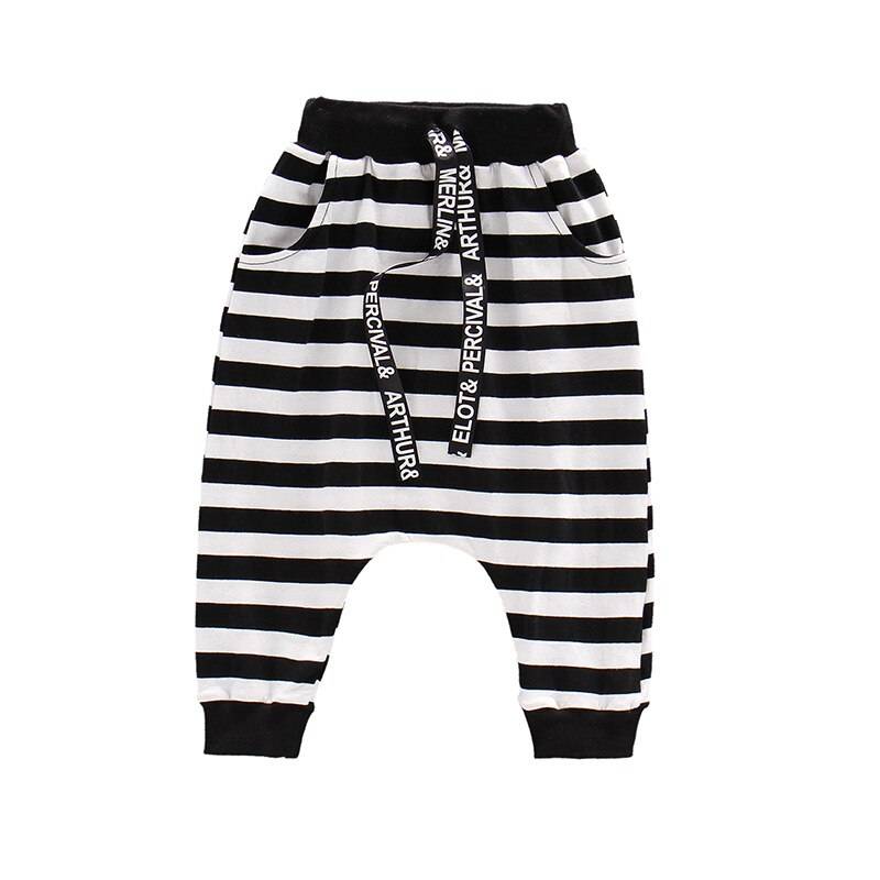 Baby Boy's Black / White Striped Harem Pants
