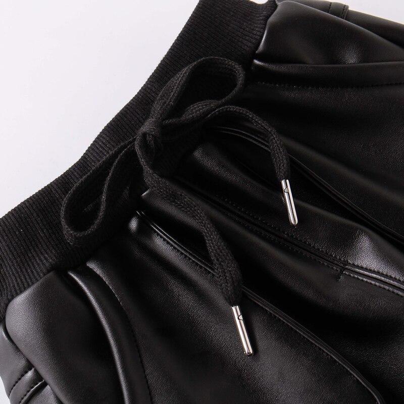 Winter Faux Leather Cargo Pants