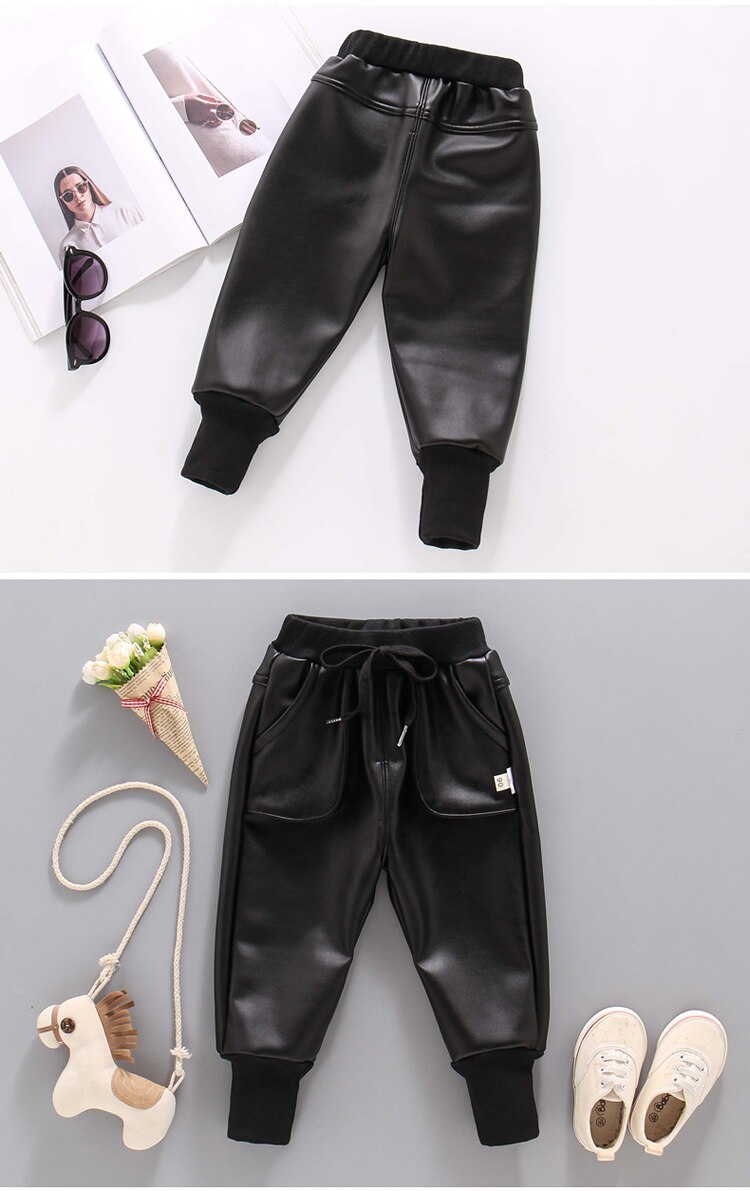 Winter Faux Leather Cargo Pants