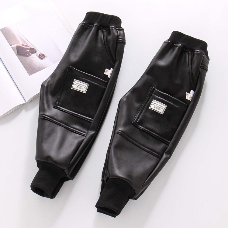 Winter Faux Leather Cargo Pants