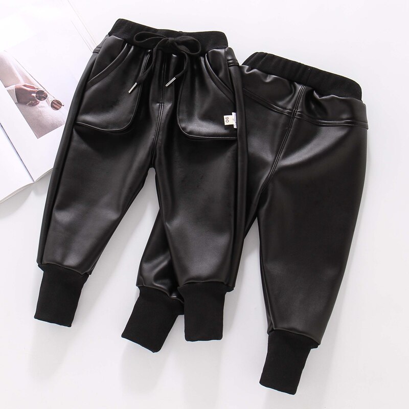 Winter Faux Leather Cargo Pants