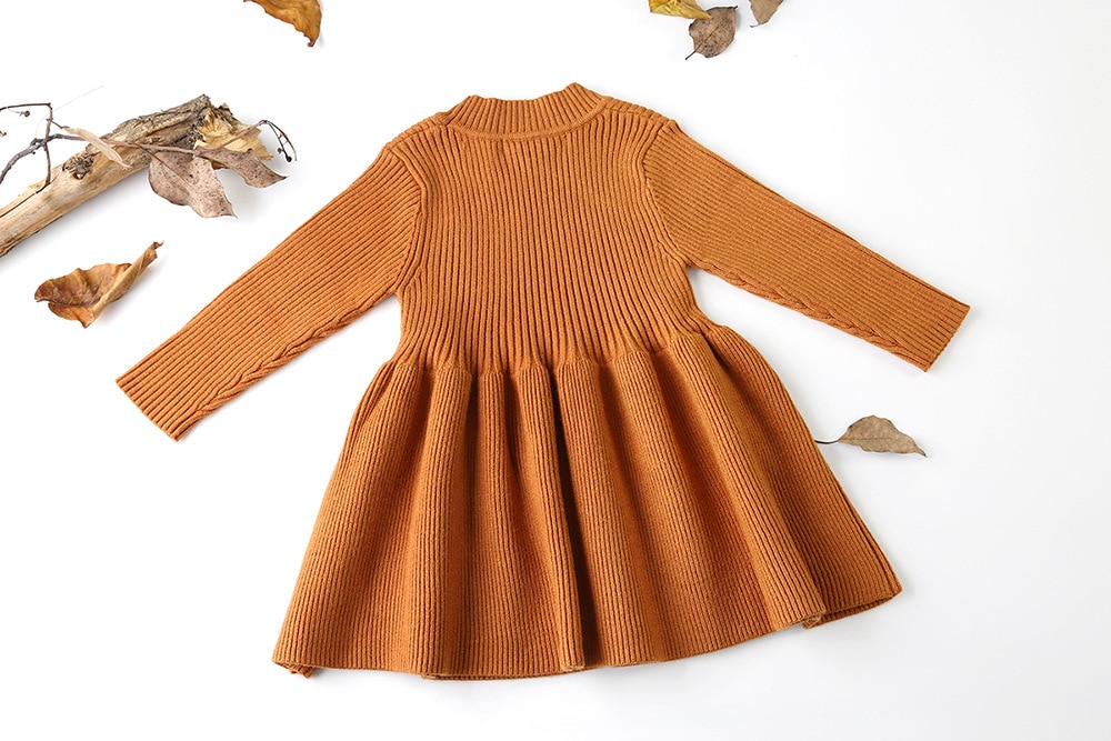 Girl's Ribbed Fabric Winter Dress