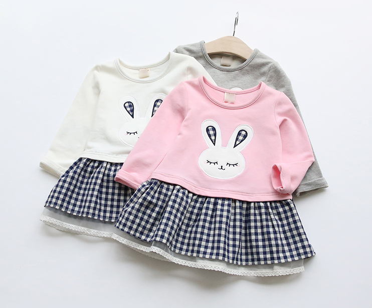 Long Sleeved Bunny Patterned Dress