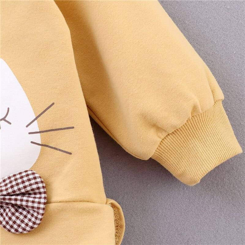 Girl's Cat Printed Cotton Sweatshirt