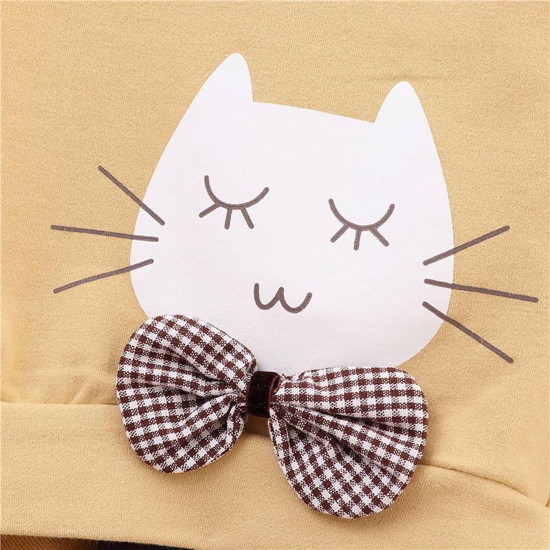 Girl's Cat Printed Cotton Sweatshirt