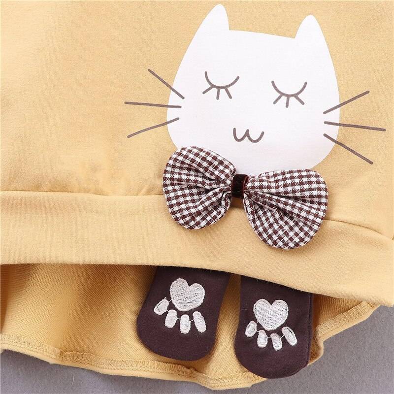 Girl's Cat Printed Cotton Sweatshirt