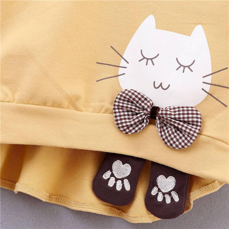 Girl's Cat Printed Cotton Sweatshirt