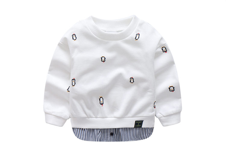 Kid's Long Sleeve Shirt with Cartoon Penguin Print