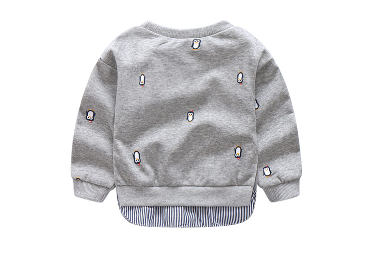 Kid's Long Sleeve Shirt with Cartoon Penguin Print