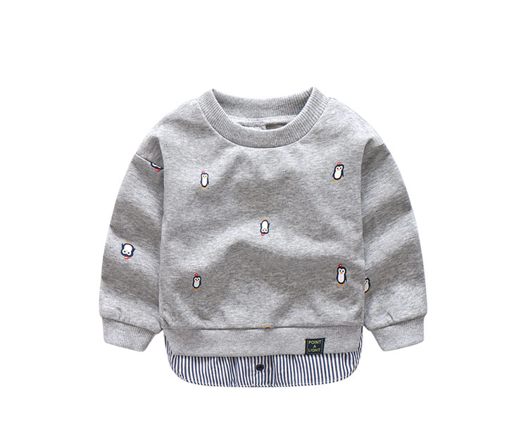 Kid's Long Sleeve Shirt with Cartoon Penguin Print