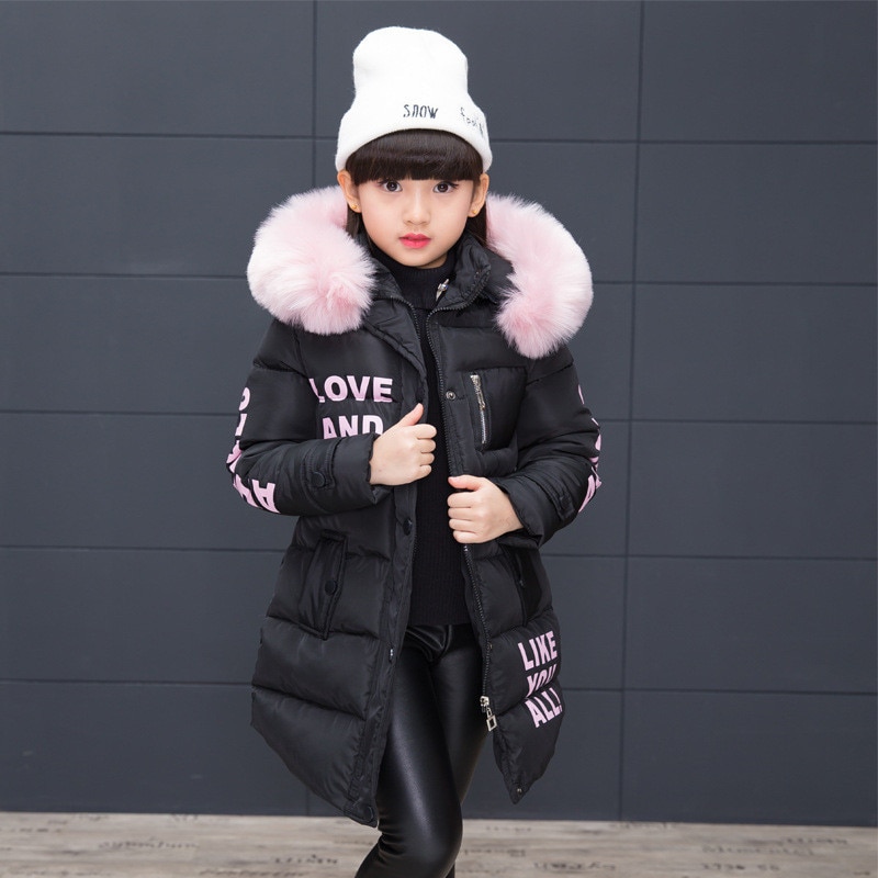Girls Warm Winter Coat with Artificial Fur