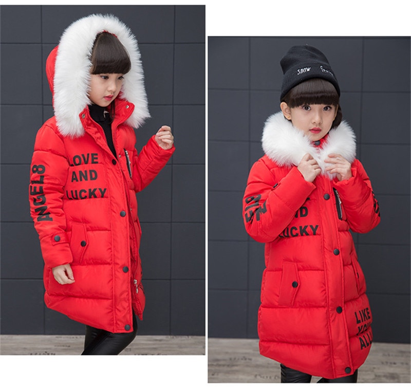 Girls Warm Winter Coat with Artificial Fur