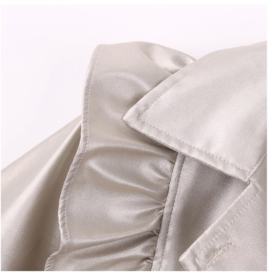 PU Leather Jacket with Long Sleeves