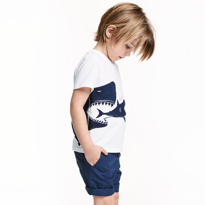 Boys' Short Sleeved White Cotton T-Shirt