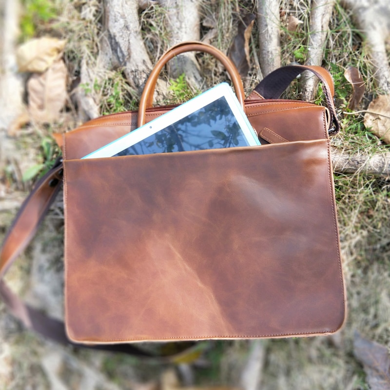 Men's Minimalist Style Leather Briefcase