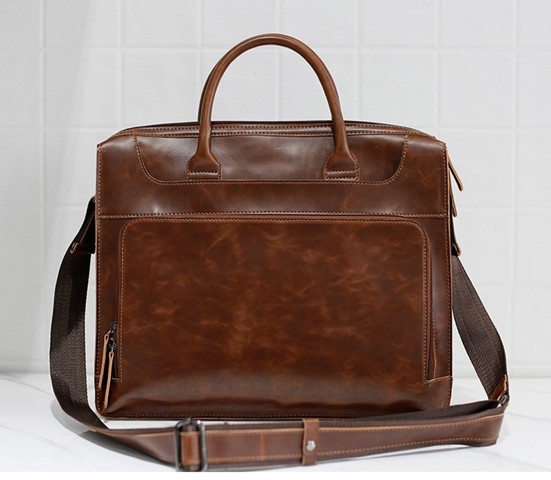 Men's Minimalist Style Leather Briefcase