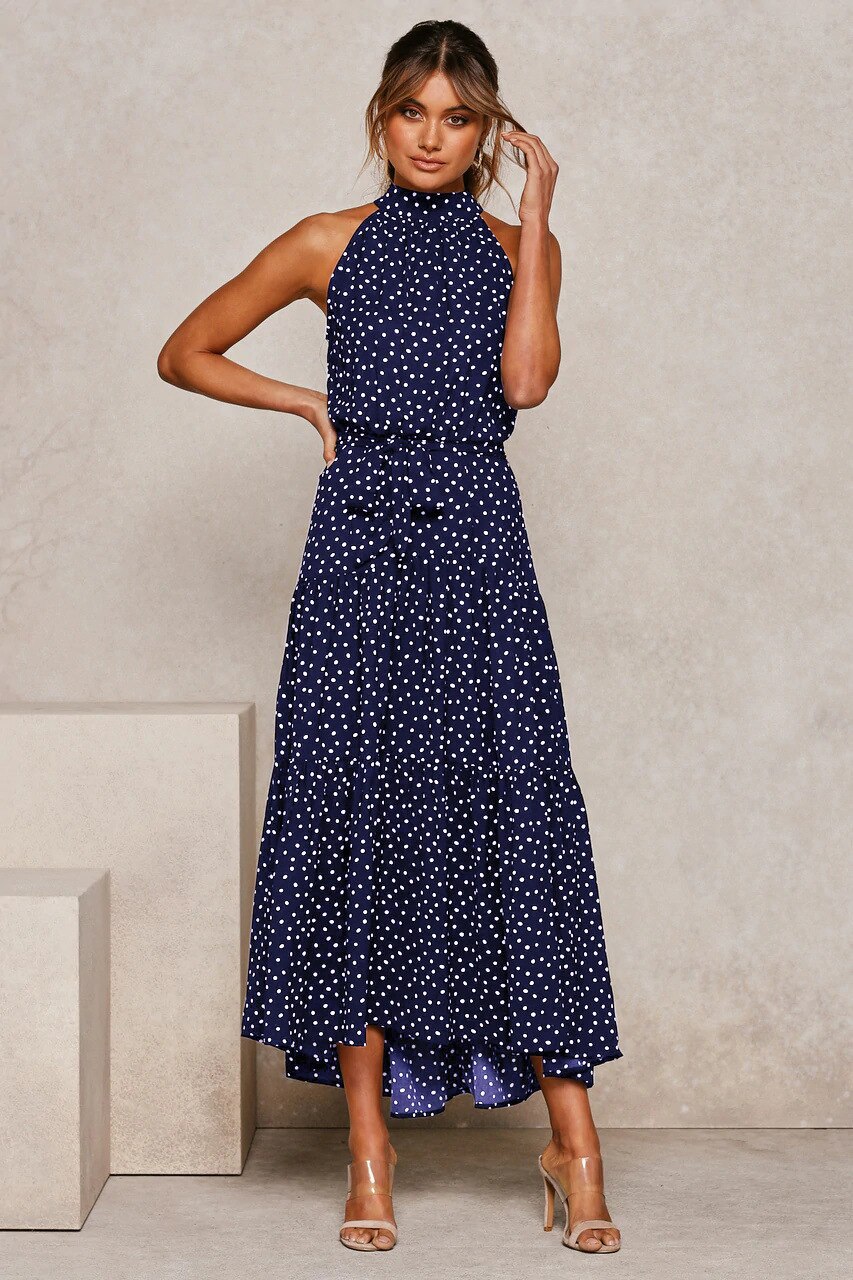 Women's Polka Dot Halter Dress