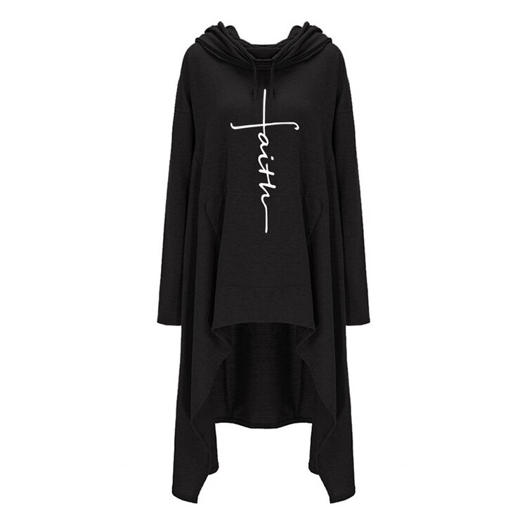 Women's Irregular Faith Printed Hoodie