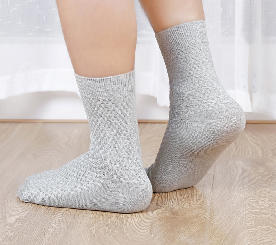 Men's Bamboo Fiber Textured Socks 5 Pairs Set