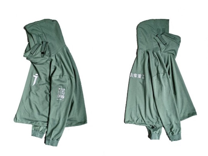 Harajuku Men's Hoodie in Green and Grey