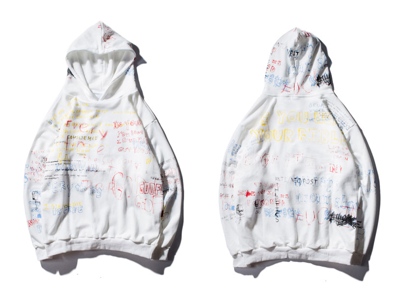 Harajuku Style Graffiti Printed Hoodie