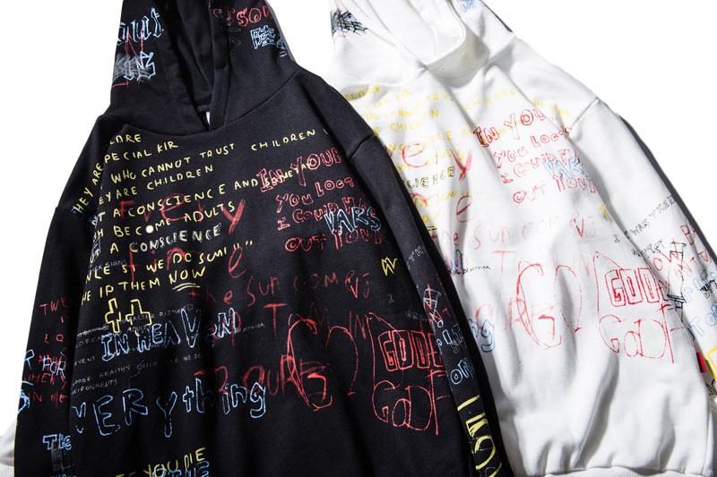 Harajuku Style Graffiti Printed Hoodie