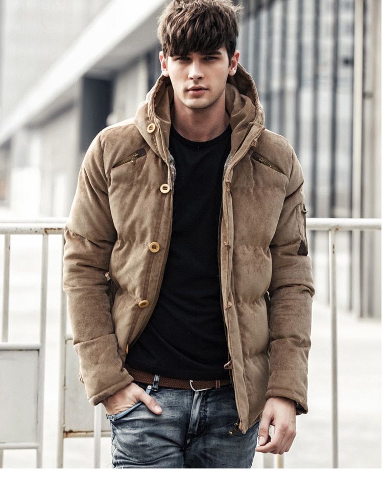 Stylish Windproof Padded Cotton Men’s Parka Jacket