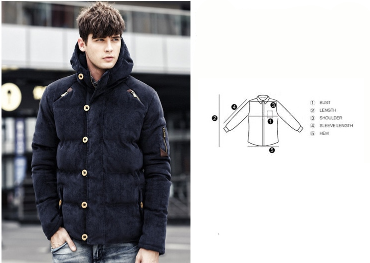 Stylish Windproof Padded Cotton Men’s Parka Jacket