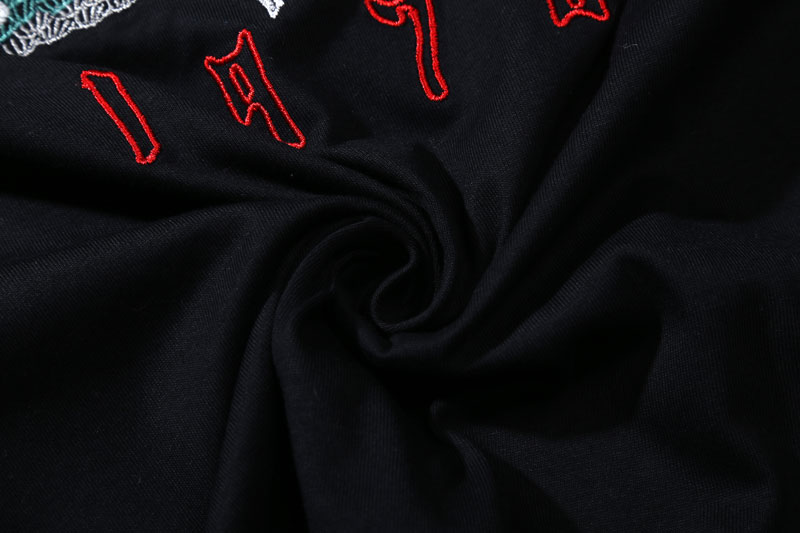 Men's Japanese Style Crane Embroidery T-Shirt