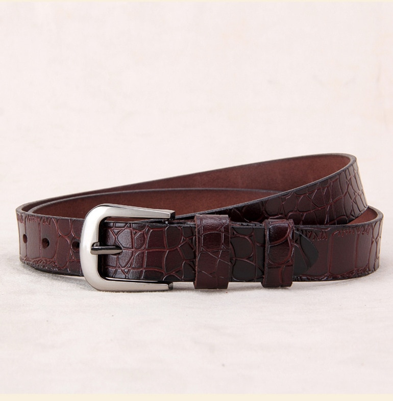 Leather Belt with Metal Buckle for Women