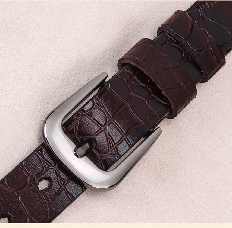 Leather Belt with Metal Buckle for Women
