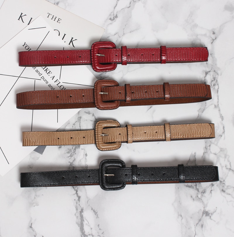 PU Leather Square Buckle Belt