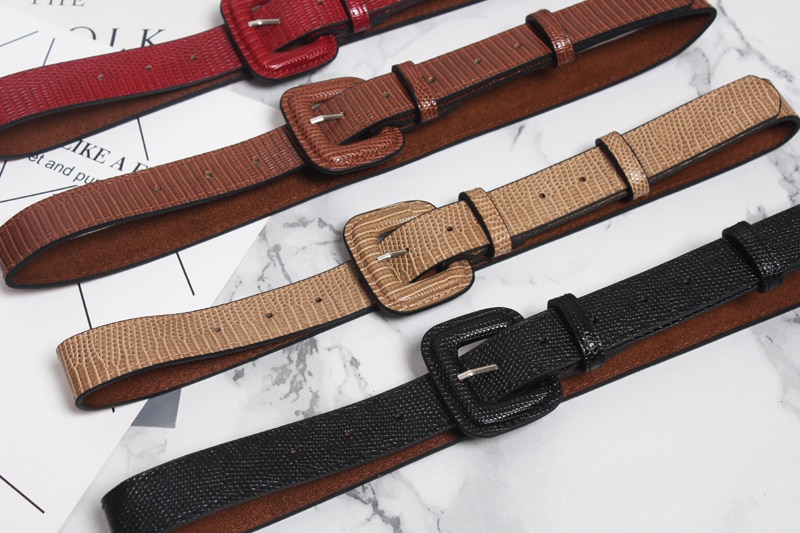 PU Leather Square Buckle Belt