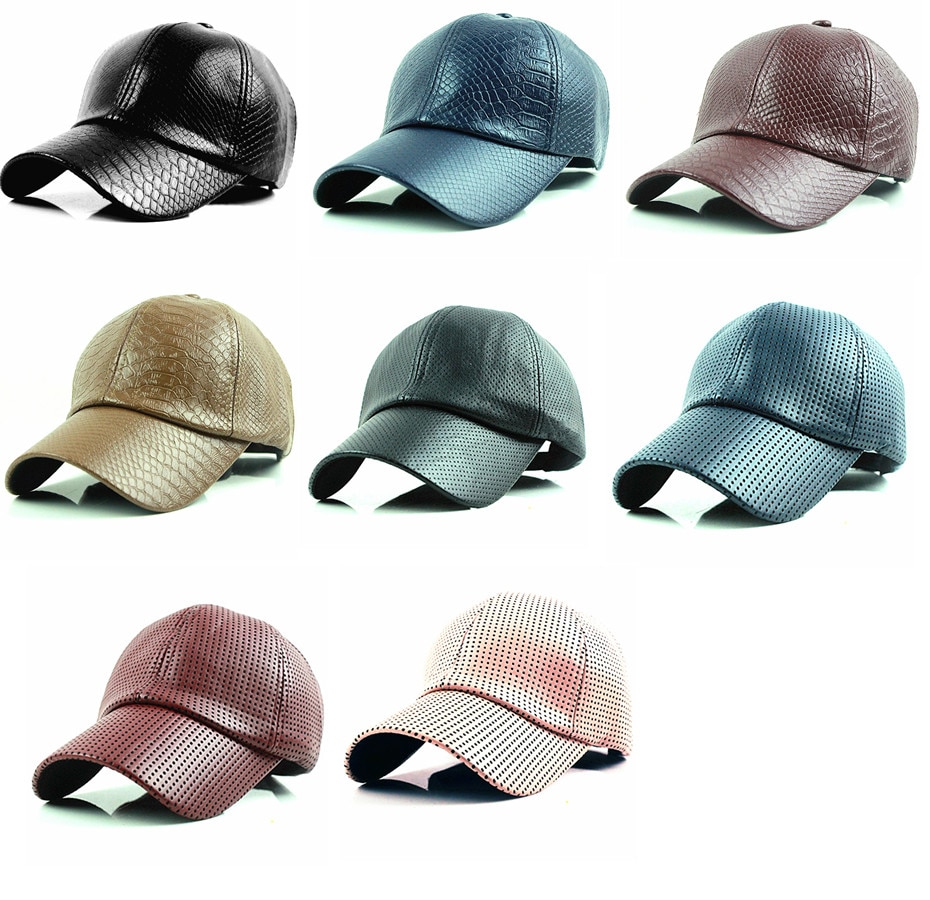 Women's Snakeskin Design Leather Baseball Cap