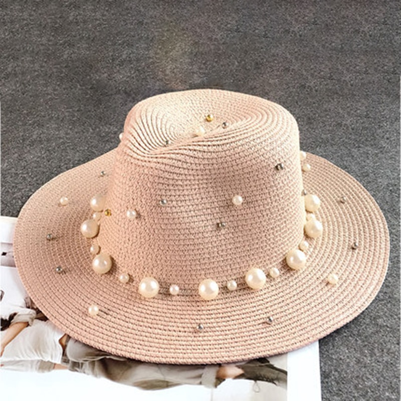 Summer Straw Hat with Beads for Women