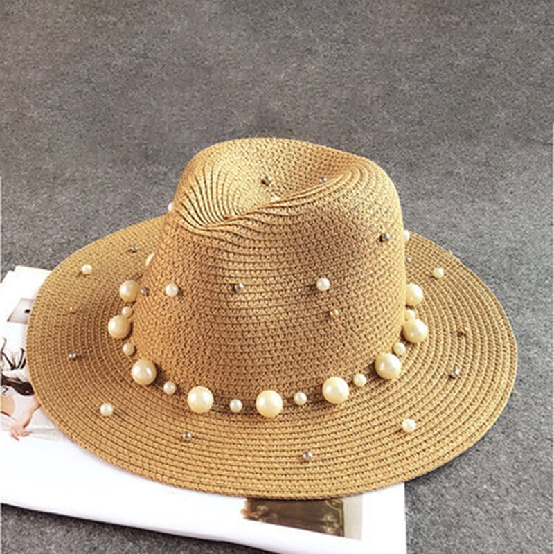 Summer Straw Hat with Beads for Women
