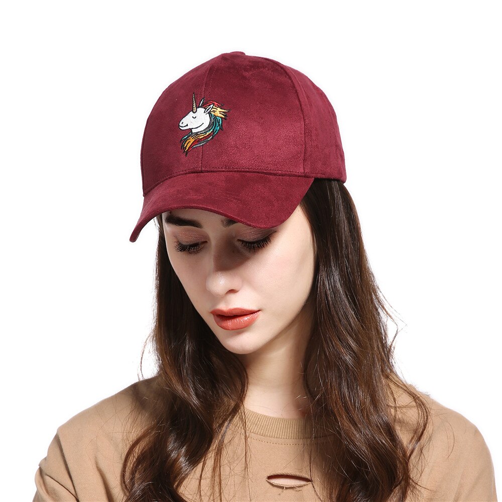 Unicorn Embroidered Suede Women's Cap