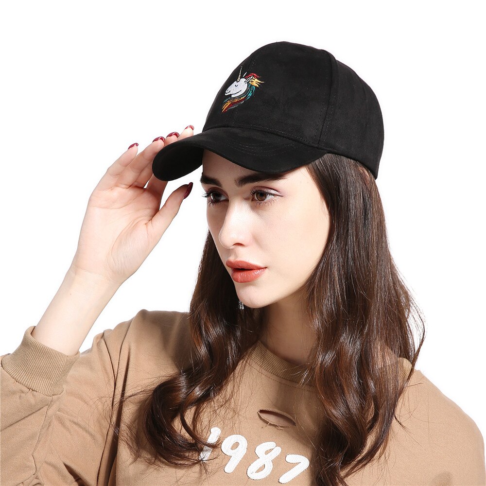 Unicorn Embroidered Suede Women's Cap