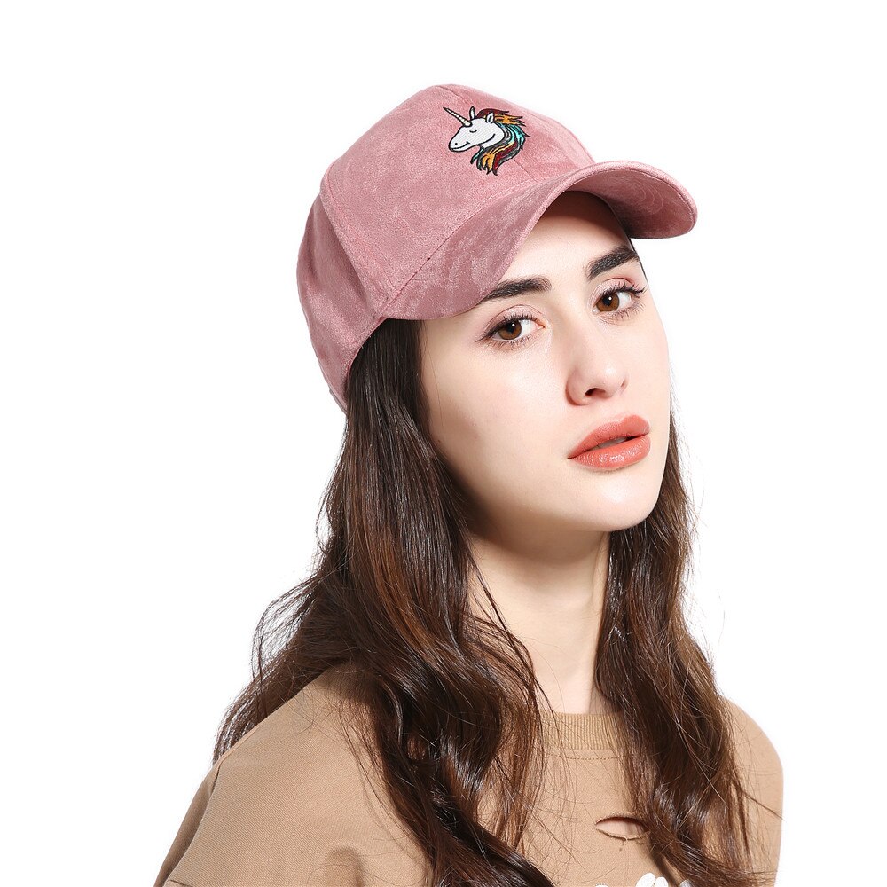 Unicorn Embroidered Suede Women's Cap