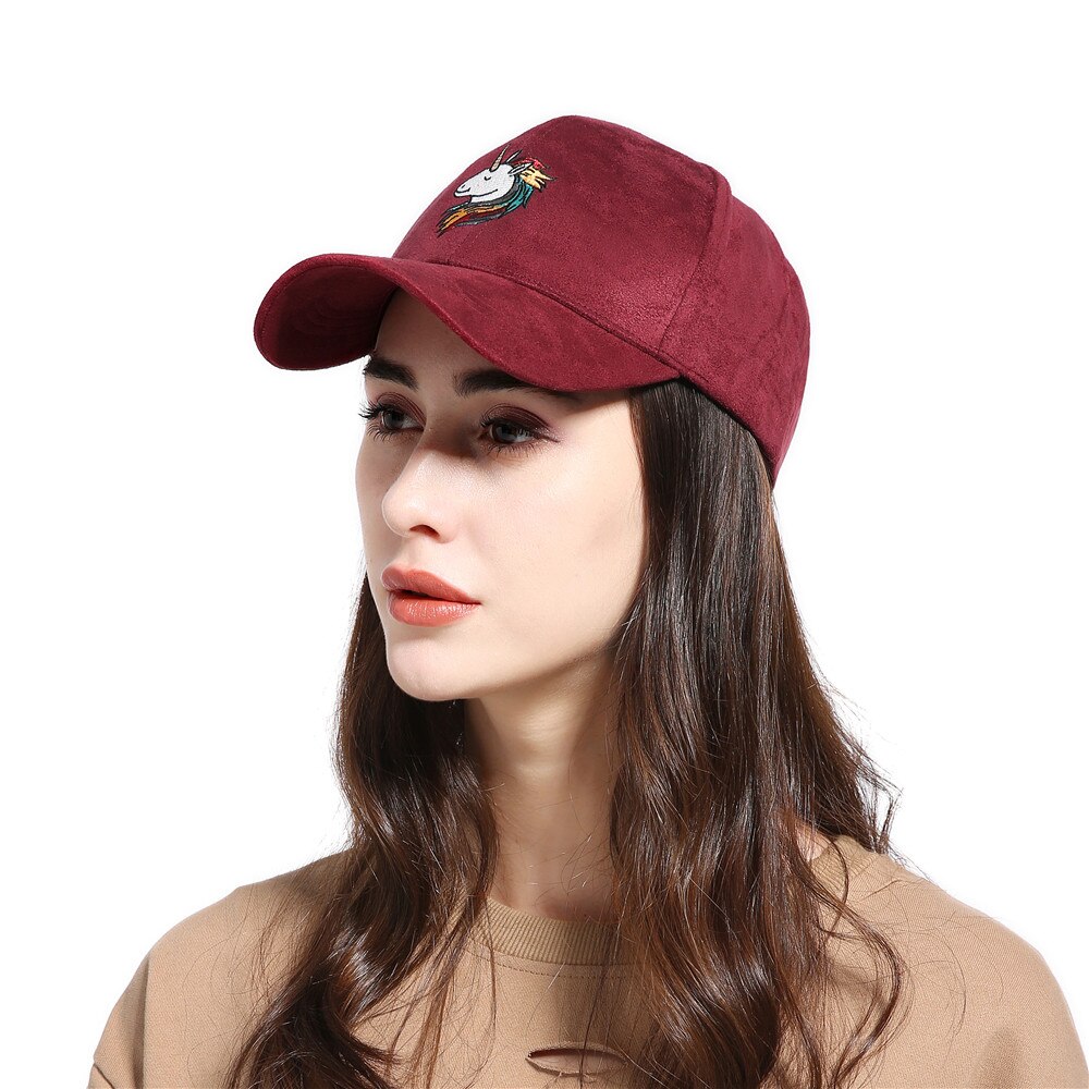 Unicorn Embroidered Suede Women's Cap
