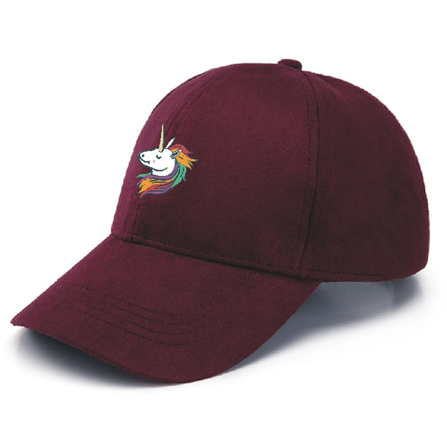 Unicorn Embroidered Suede Women's Cap