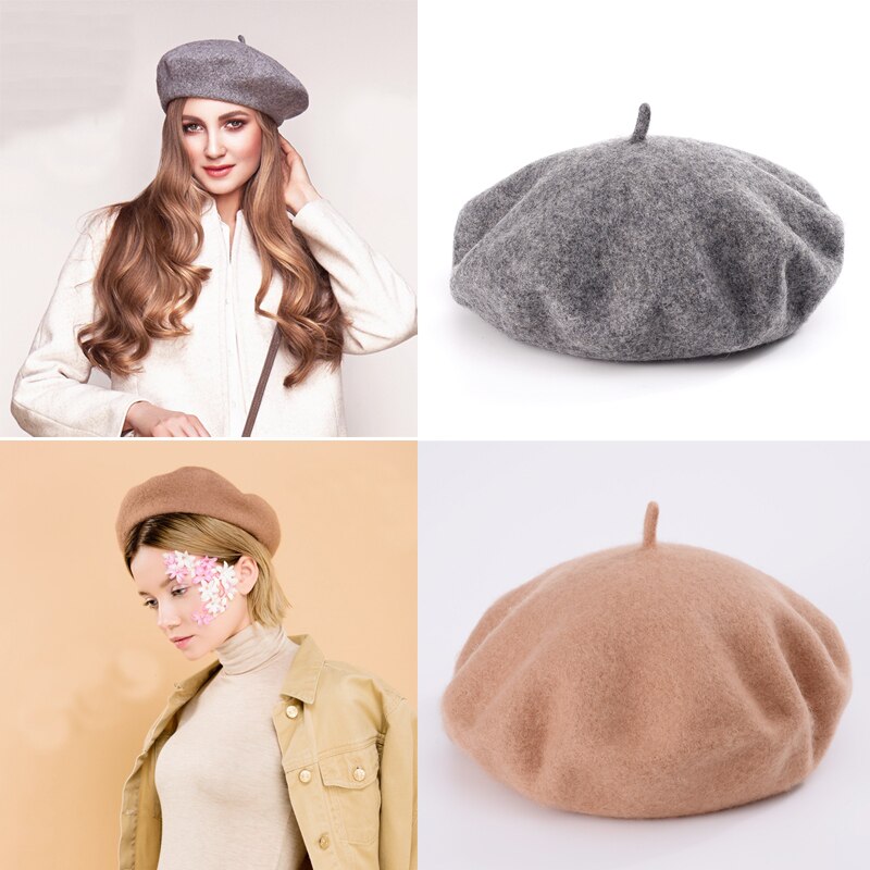Women's Solid Color Wool Beret
