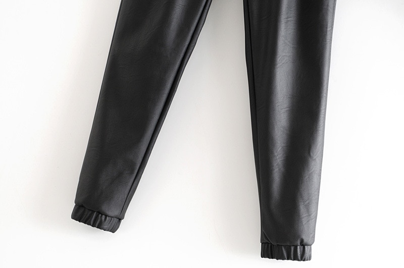 Women's Black PU Leather Pants