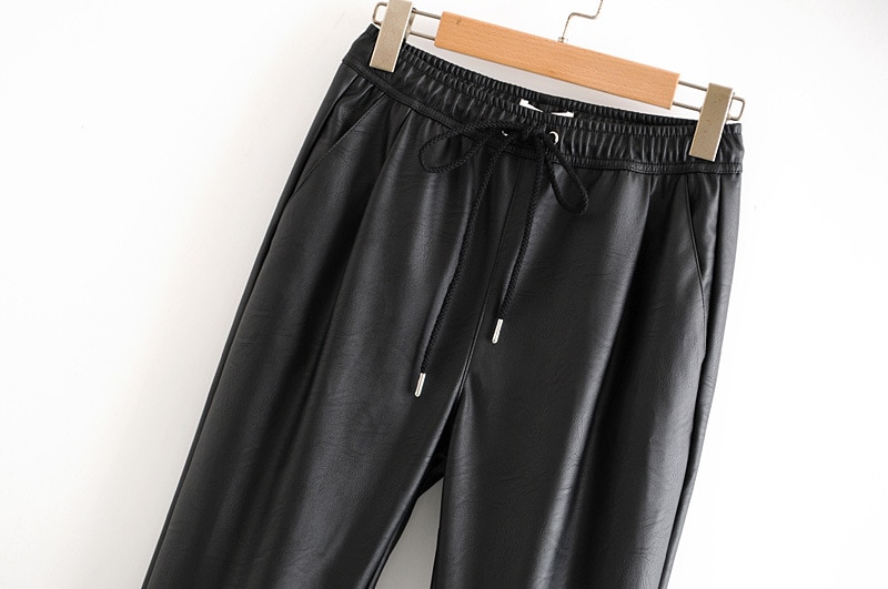 Women's Black PU Leather Pants
