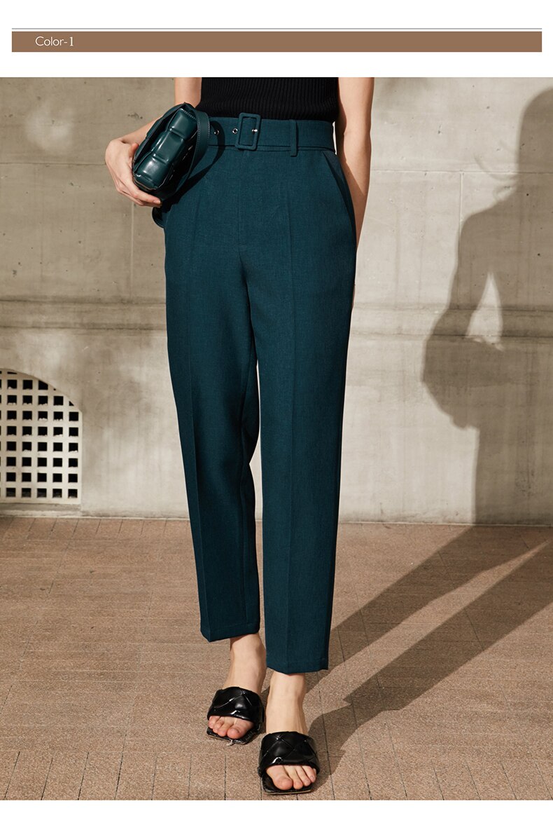 Women's Straight Belt Trousers Women's Straight Belt Trousers