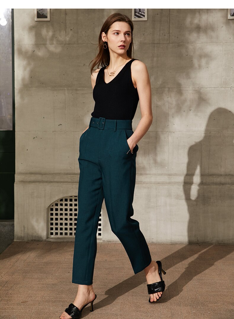 Women's Straight Belt Trousers Women's Straight Belt Trousers