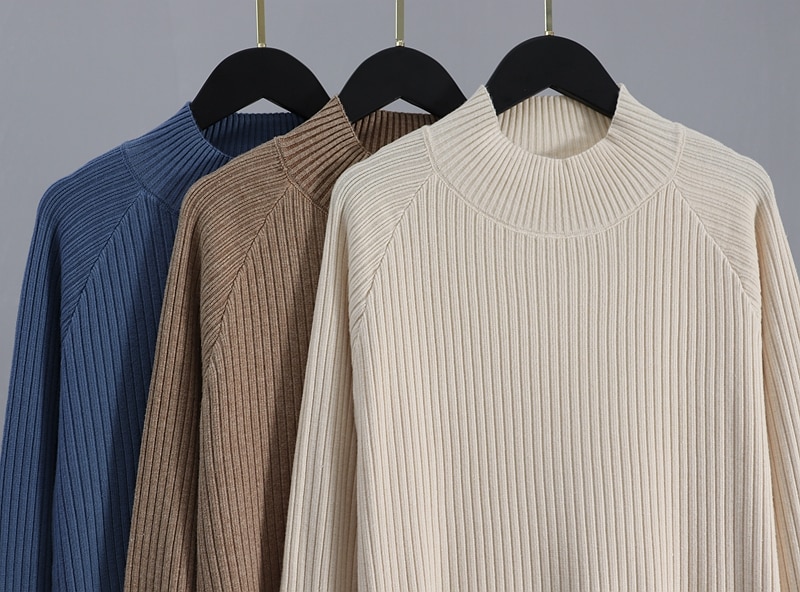 Oversized Turtleneck Women's Dress in Midi Length