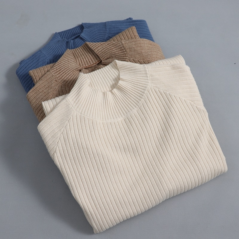 Oversized Turtleneck Women's Dress in Midi Length