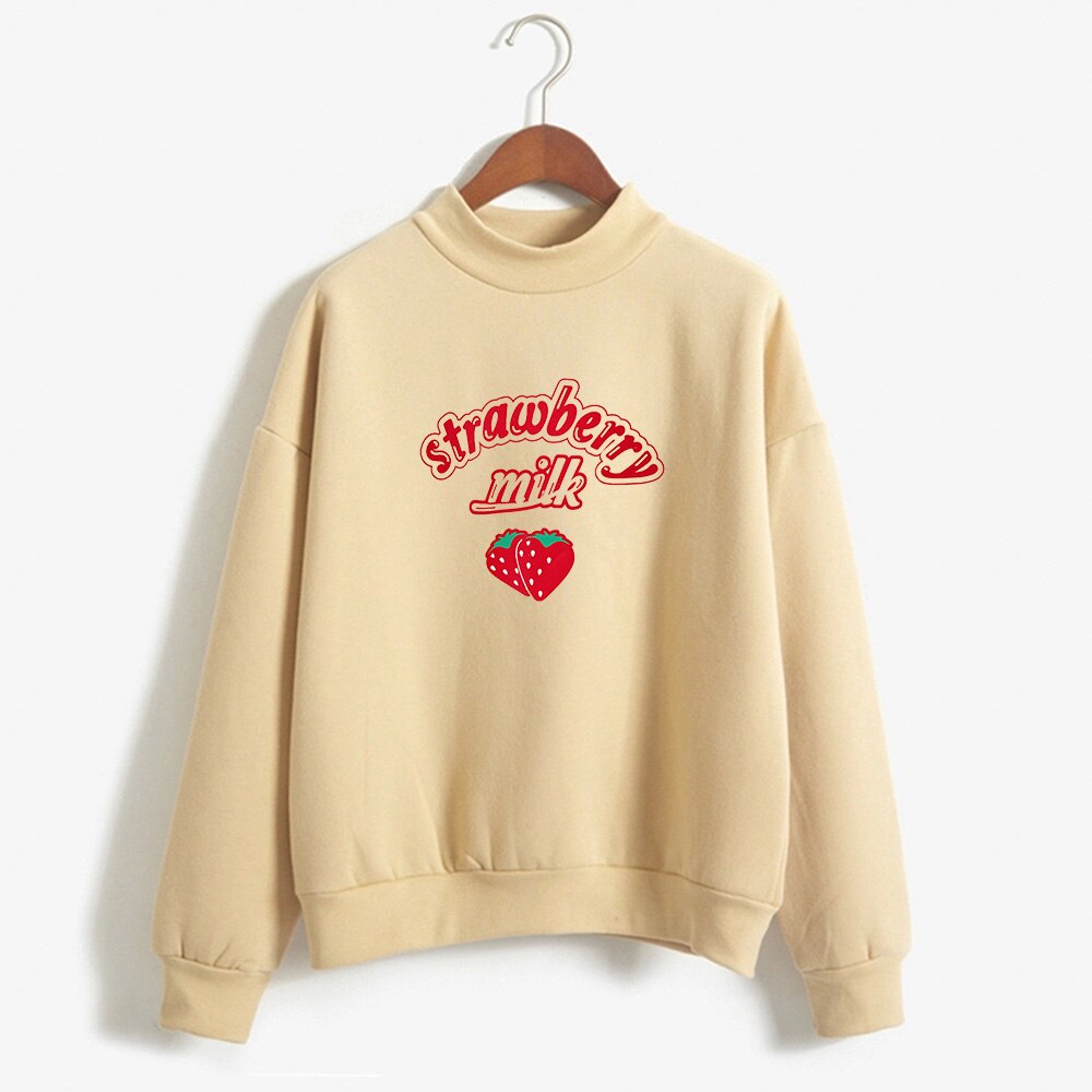 Strawberry Milk Printed Soft Sweatshirt for Women